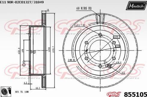 Maxtech 855105.0060 - Bremžu diski ps1.lv