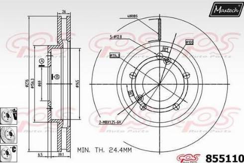 Maxtech 855110.6880 - Bremžu diski ps1.lv