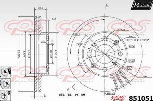 Maxtech 851051.6880 - Bremžu diski ps1.lv