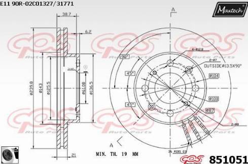 Maxtech 851051.0060 - Bremžu diski ps1.lv