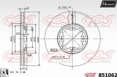 Maxtech 851062.0080 - Bremžu diski ps1.lv