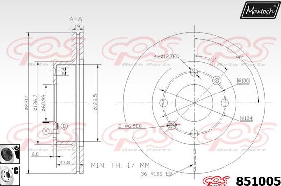 Maxtech 851009 - Bremžu diski ps1.lv