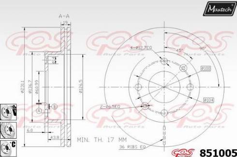 Maxtech 851005.6880 - Bremžu diski ps1.lv