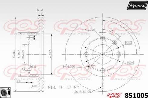 Maxtech 851005.0060 - Bremžu diski ps1.lv