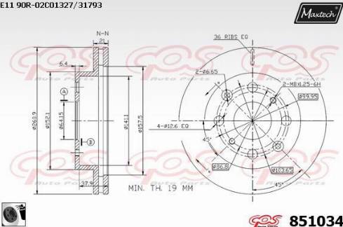 Maxtech 851034.0060 - Bremžu diski ps1.lv