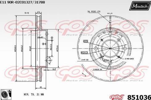 Maxtech 851036.0060 - Bremžu diski ps1.lv