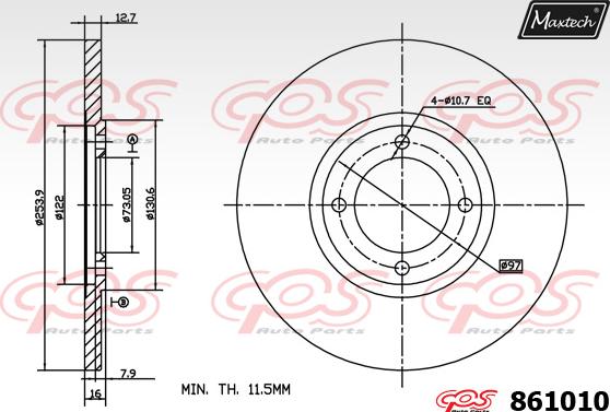 Maxtech 851143 - Bremžu diski ps1.lv