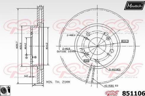 Maxtech 851106.0060 - Bremžu diski ps1.lv