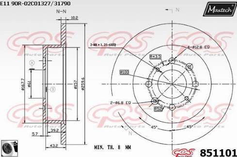 Maxtech 851101.0060 - Bremžu diski ps1.lv