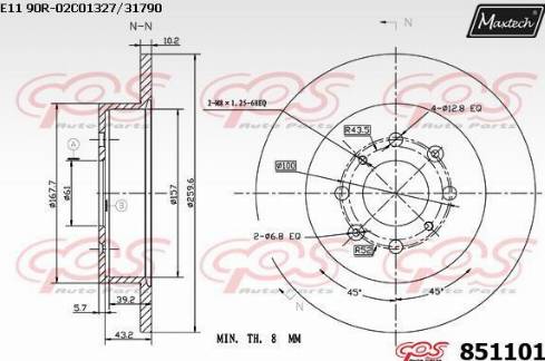 Maxtech 851101.0000 - Bremžu diski ps1.lv