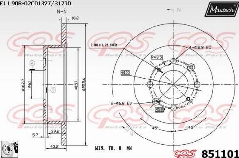 Maxtech 851101.0080 - Bremžu diski ps1.lv