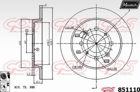 Maxtech 851110.6060 - Bremžu diski ps1.lv