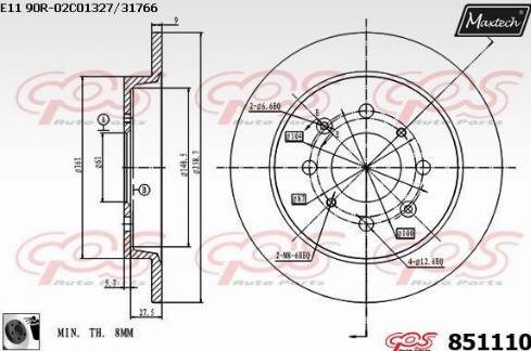 Maxtech 851110.0060 - Bremžu diski ps1.lv