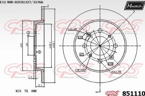 Maxtech 851110.0000 - Bremžu diski ps1.lv