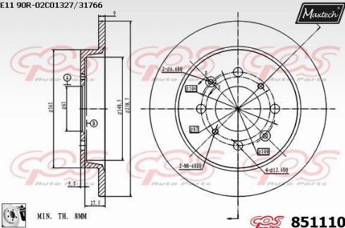 Maxtech 851110.0080 - Bremžu diski ps1.lv