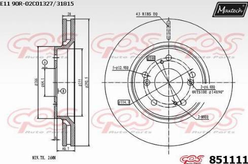 Maxtech 851111.0000 - Bremžu diski ps1.lv