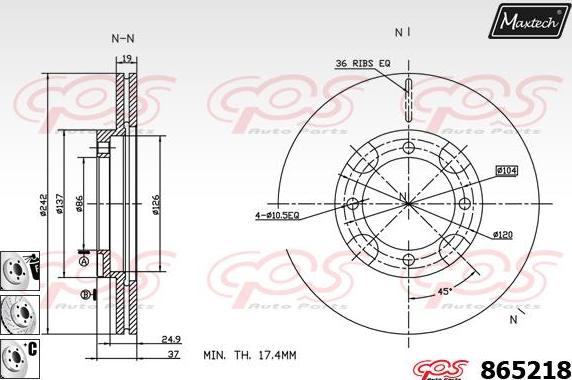 Maxtech 861025 - Bremžu diski ps1.lv