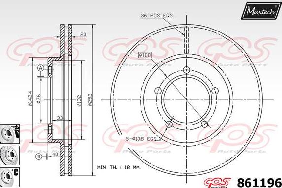 Maxtech 853080 - Bremžu diski ps1.lv