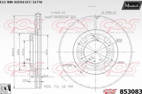 Maxtech 853083.0080 - Bremžu diski ps1.lv