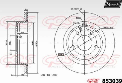 Maxtech 853039.0000 - Bremžu diski ps1.lv