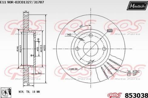 Maxtech 853038.0080 - Bremžu diski ps1.lv