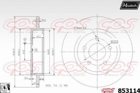 Maxtech 853114.0080 - Bremžu diski ps1.lv