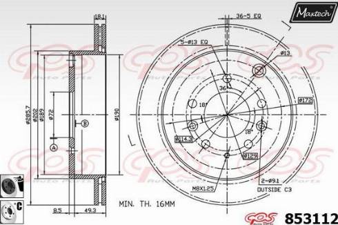 Maxtech 853112.6060 - Bremžu diski ps1.lv