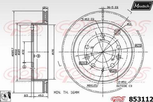 Maxtech 853112.0080 - Bremžu diski ps1.lv