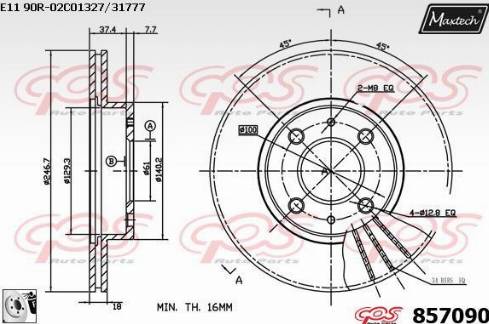 Maxtech 857090.0080 - Bremžu diski ps1.lv