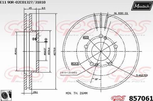 Maxtech 857061.0060 - Bremžu diski ps1.lv