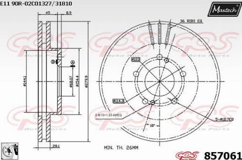 Maxtech 857061.0080 - Bremžu diski ps1.lv