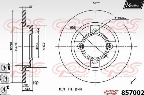 Maxtech 857002.6880 - Bremžu diski ps1.lv