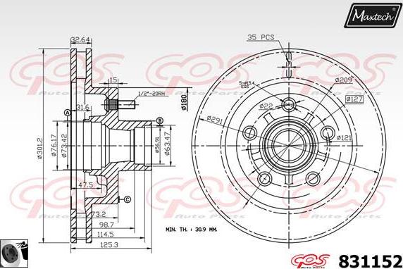 Maxtech 857016 - Bremžu diski ps1.lv