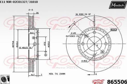 Maxtech 865506.0060 - Bremžu diski ps1.lv