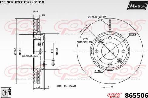 Maxtech 865506.0080 - Bremžu diski ps1.lv