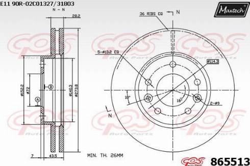 Maxtech 865513.0000 - Bremžu diski ps1.lv