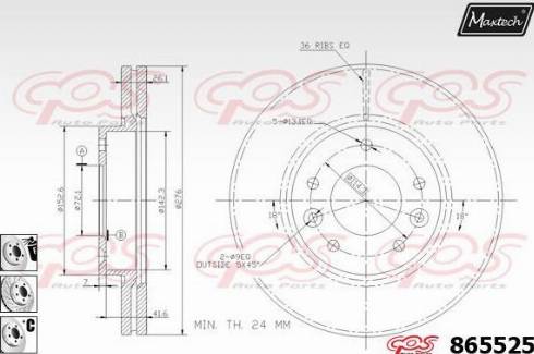 Maxtech 865525.6980 - Bremžu diski ps1.lv