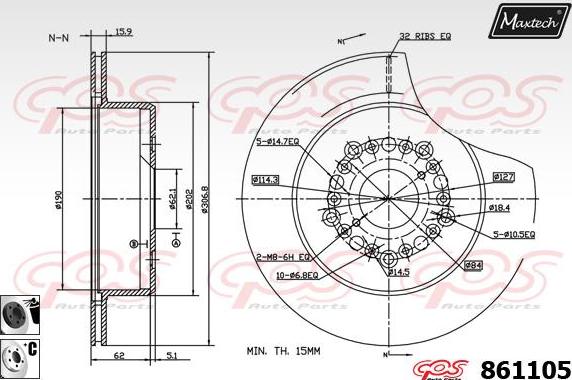 Maxtech 865525 - Bremžu diski ps1.lv