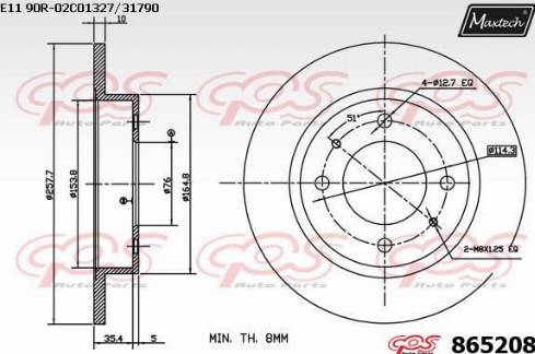 Maxtech 865208.0000 - Bremžu diski ps1.lv