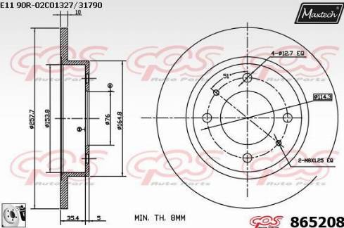 Maxtech 865208.0080 - Bremžu diski ps1.lv