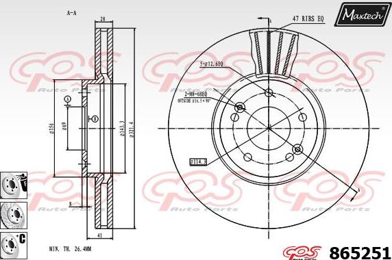 Maxtech 865238 - Bremžu diski ps1.lv