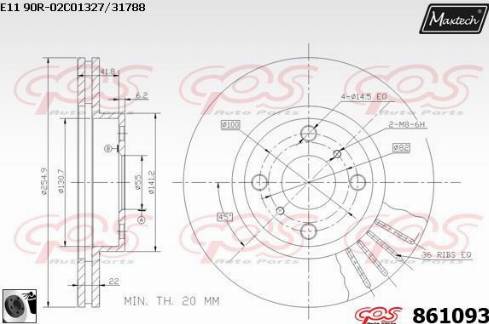 Maxtech 861093.0060 - Bremžu diski ps1.lv