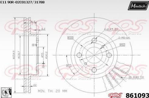 Maxtech 861093.0080 - Bremžu diski ps1.lv