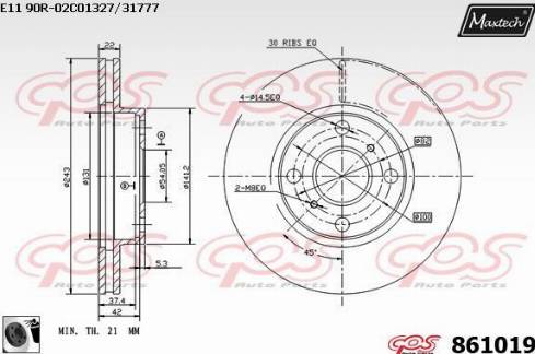 Maxtech 861019.0060 - Bremžu diski ps1.lv