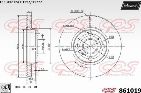 Maxtech 861019.0080 - Bremžu diski ps1.lv