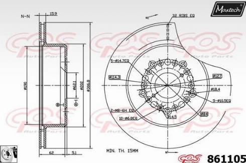 Maxtech 861105.0080 - Bremžu diski ps1.lv