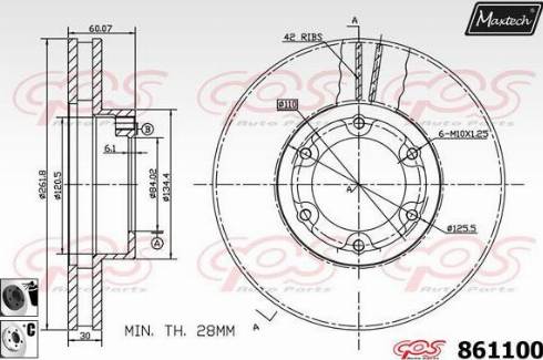 Maxtech 861100.6060 - Bremžu diski ps1.lv