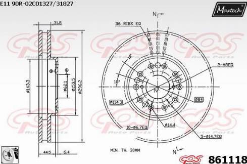 Maxtech 861118.0080 - Bremžu diski ps1.lv