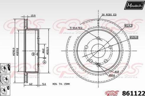 Maxtech 861122.6880 - Bremžu diski ps1.lv