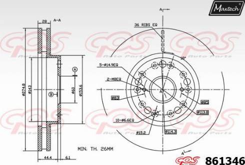 Maxtech 861346.0000 - Bremžu diski ps1.lv